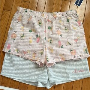 Rae Dunn Pink and White Striped Fruit Pattern Women Shorts